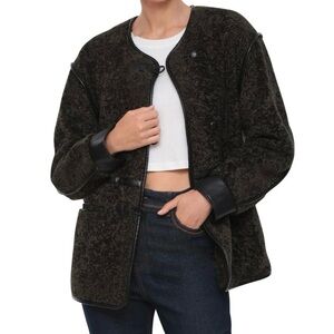 AVEC LES FILLES Teddy Sherpa Toggle Coat Size Medium Deep Olive Green